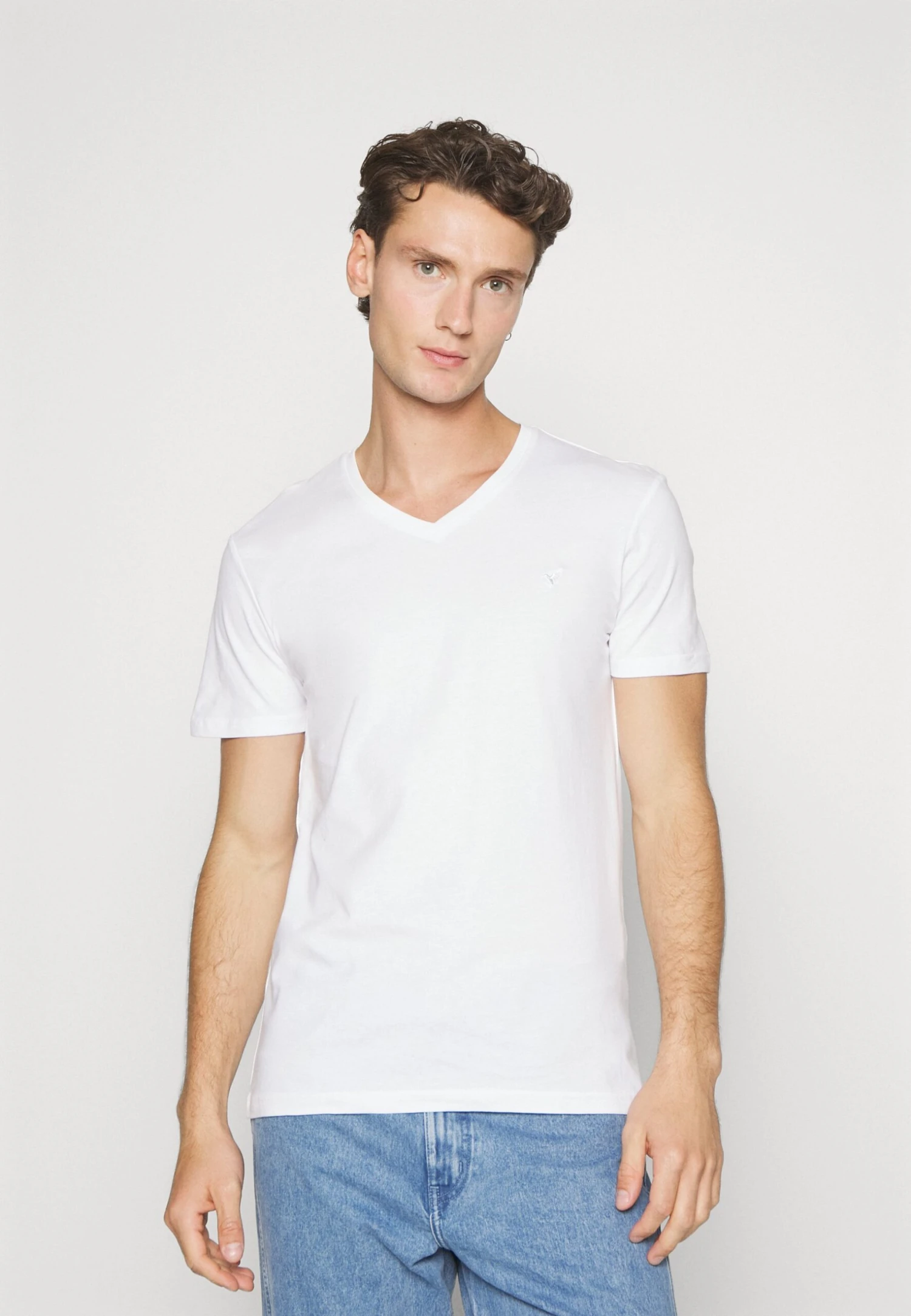 Pier One V Neck Bird Tonal 3 Pack - T-Shirt Basic - Light Brown/White/Dark Blue 3 Pier One V Neck Bird Tonal 3 Pack - T-Shirt Basic - Light Brown/White/Dark Blue - Afbeelding 3