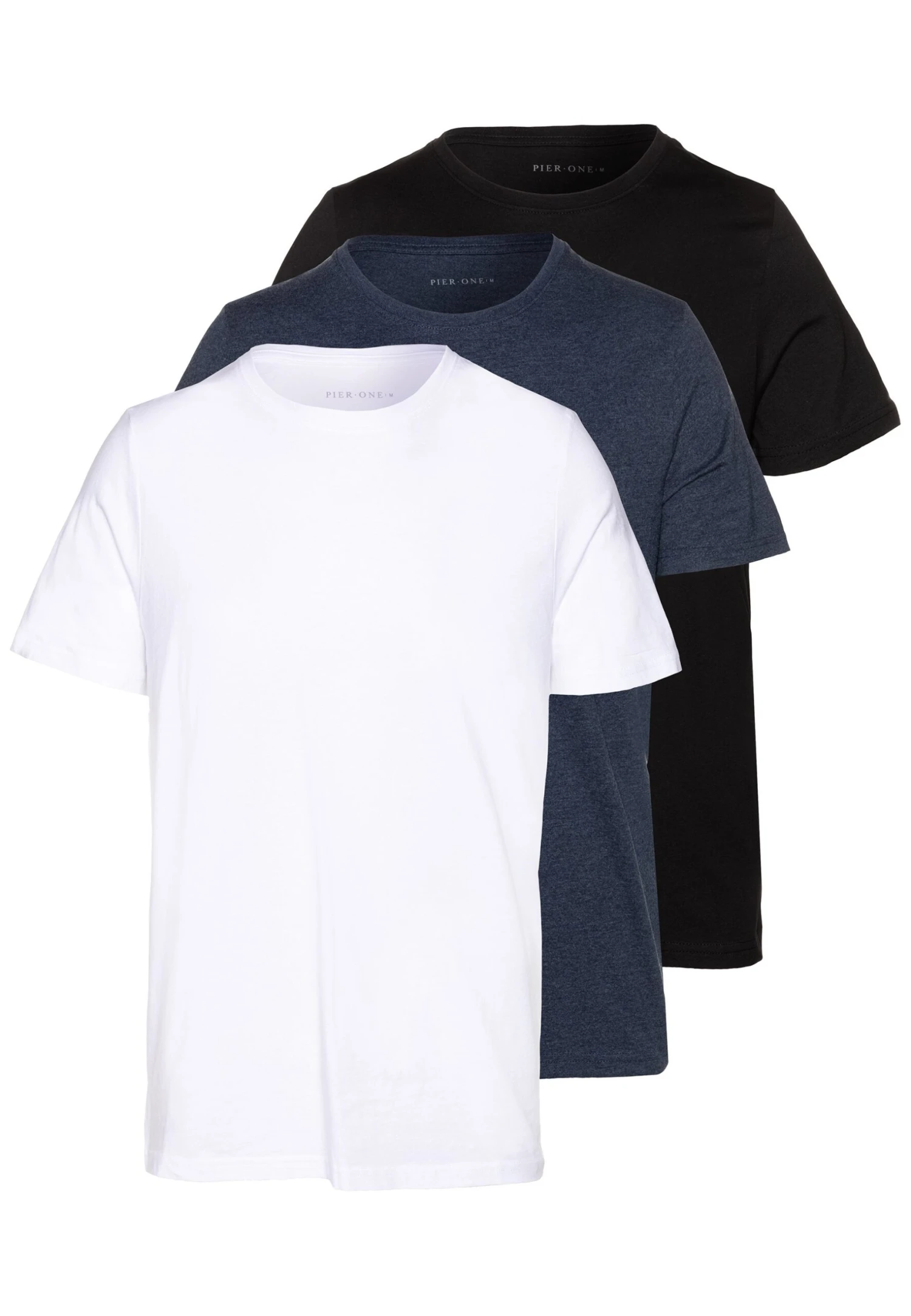 Pier One 3 Pack - T-Shirt Basic - Black/White/Blue 1 Pier One 3 Pack - T-Shirt Basic - Black/White/Blue